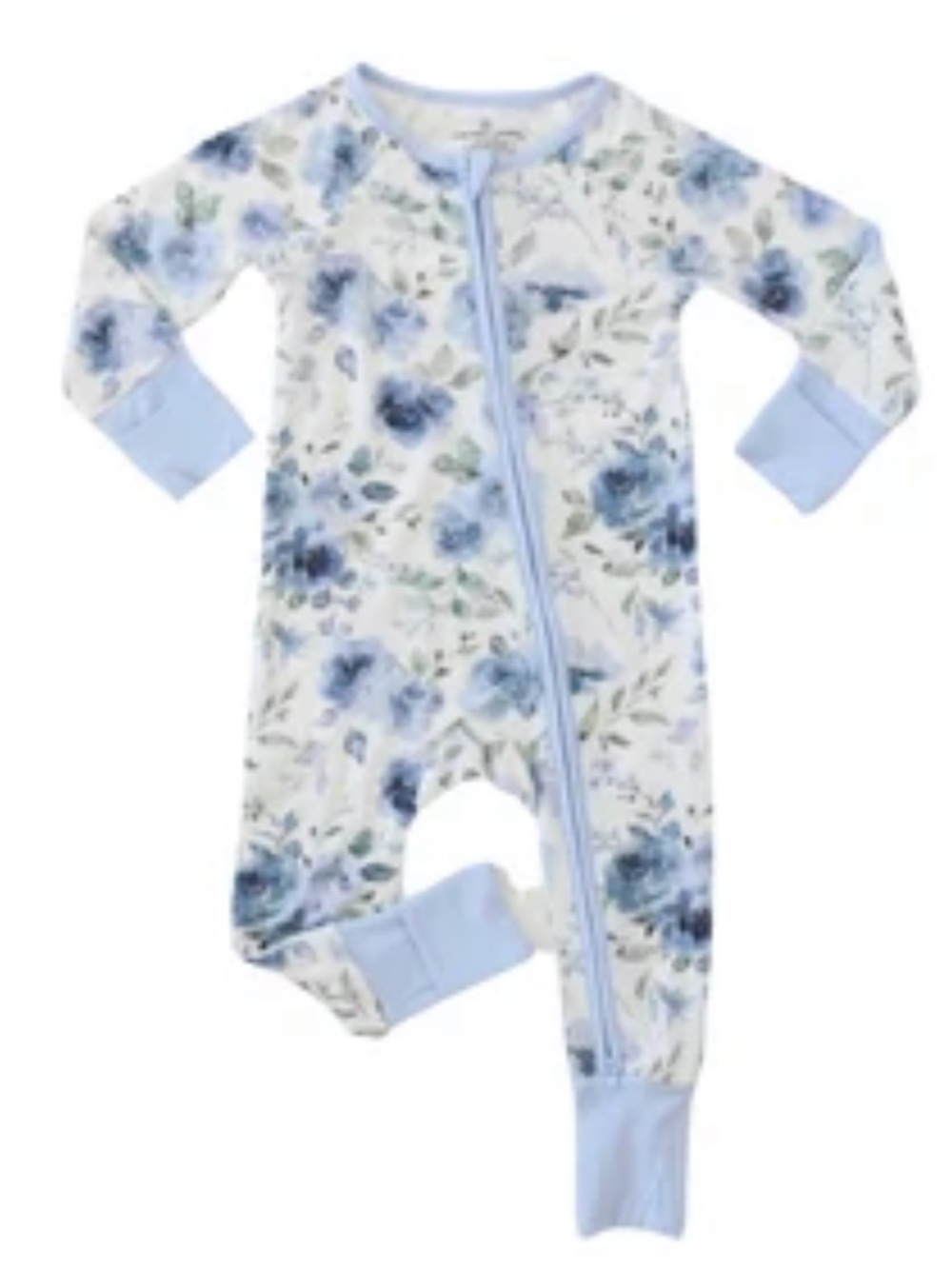 Caden Lane Blue Floral Double Zip One-Piece 12-18 Months